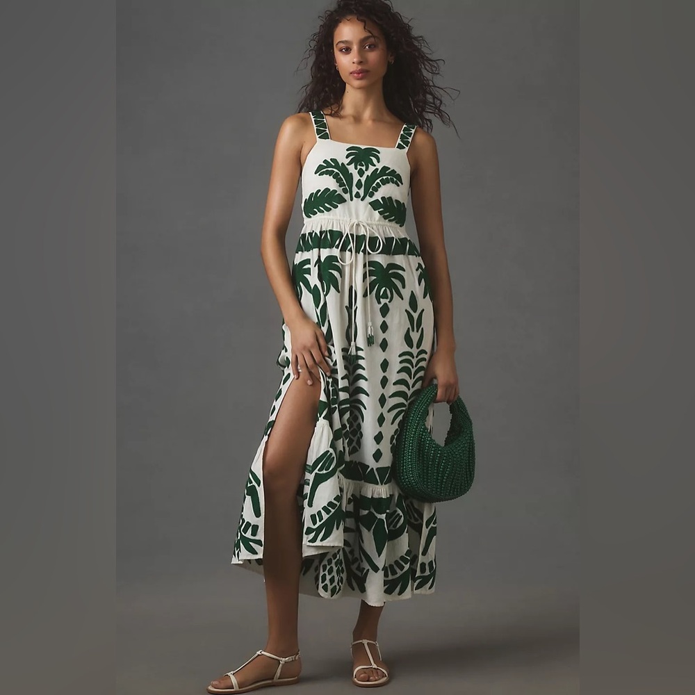Anthropologie Farm Rio Sleeveless Embroidered Patchwork Midi Dress Size XS - NWT